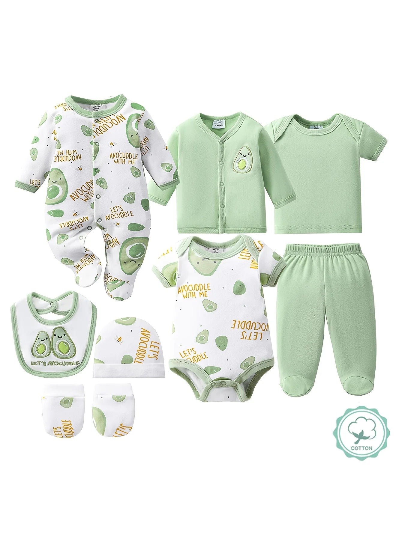 Newborn Baby Essentials Set 100 Percent Cotton Bodysuits Rompers Hat