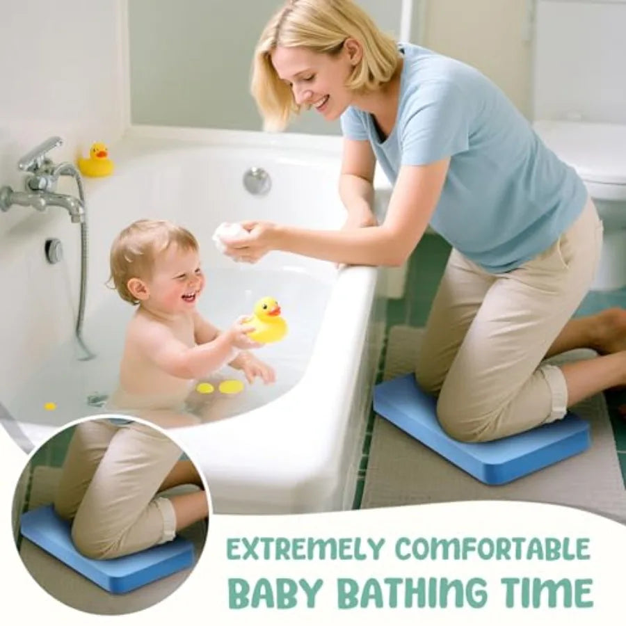 Foldable Baby Bathtub With Cushion Kneeling Pad Thermometer Portable Newborn