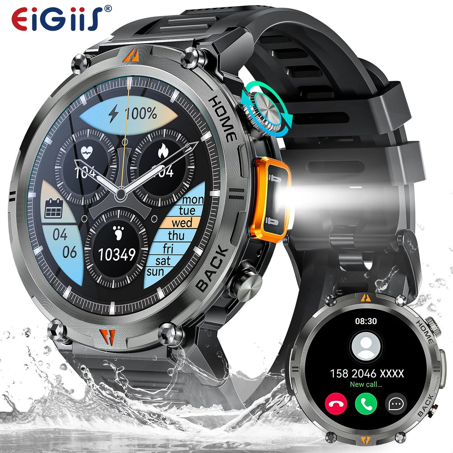 EIGIIS KE3 Bluetooth Smartwatch For Men Full Touch Screen HeartRate