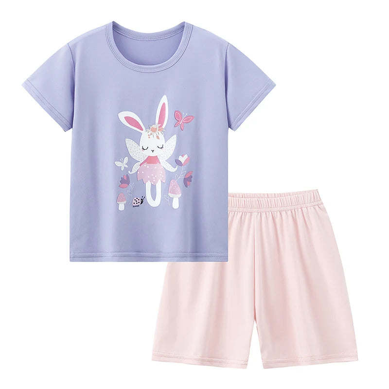 Two Piece Summer Kids Shorts Set Unisex Short Sleeve Outfit