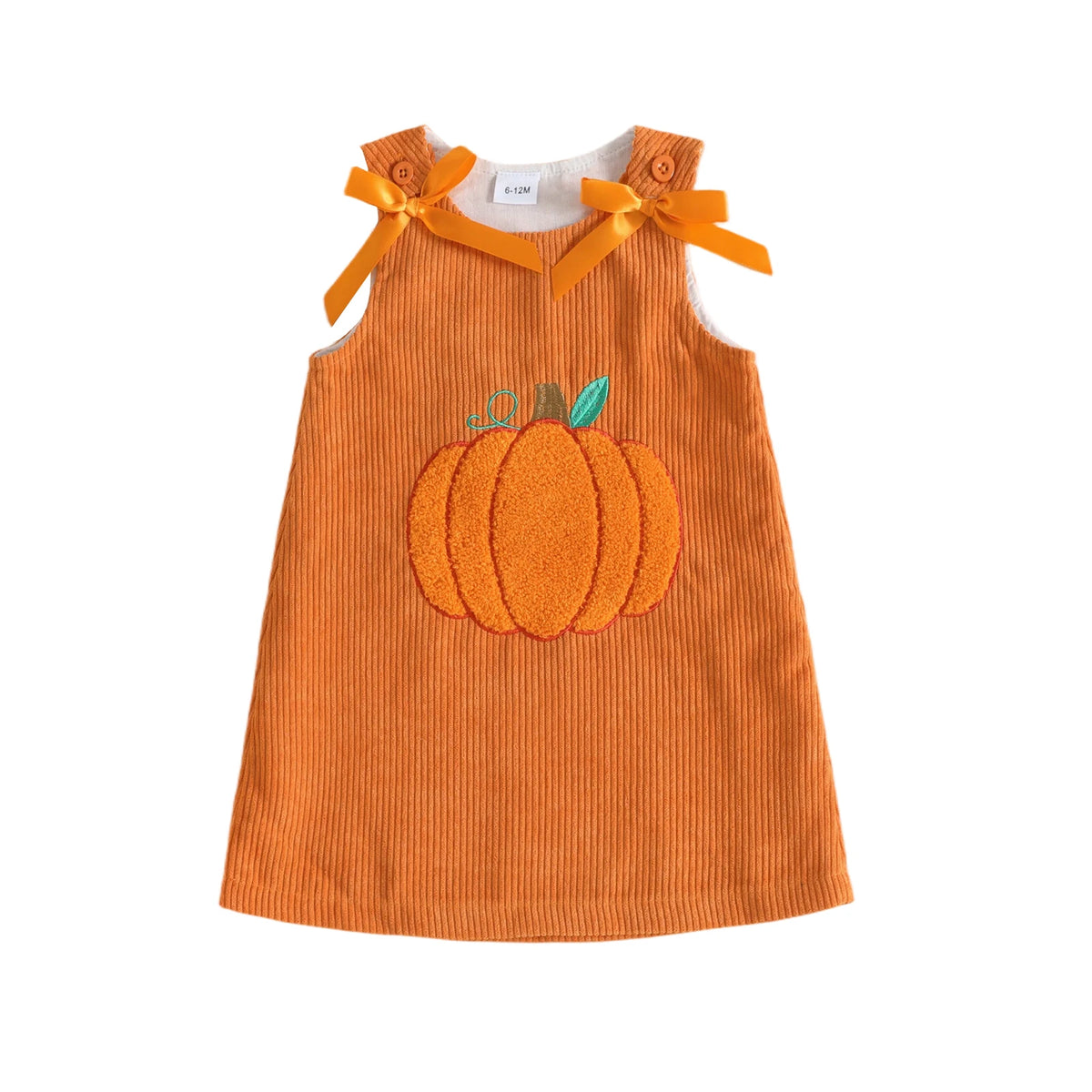 Bow Embroidered Corduroy Dress For Toddler Girl Halloween