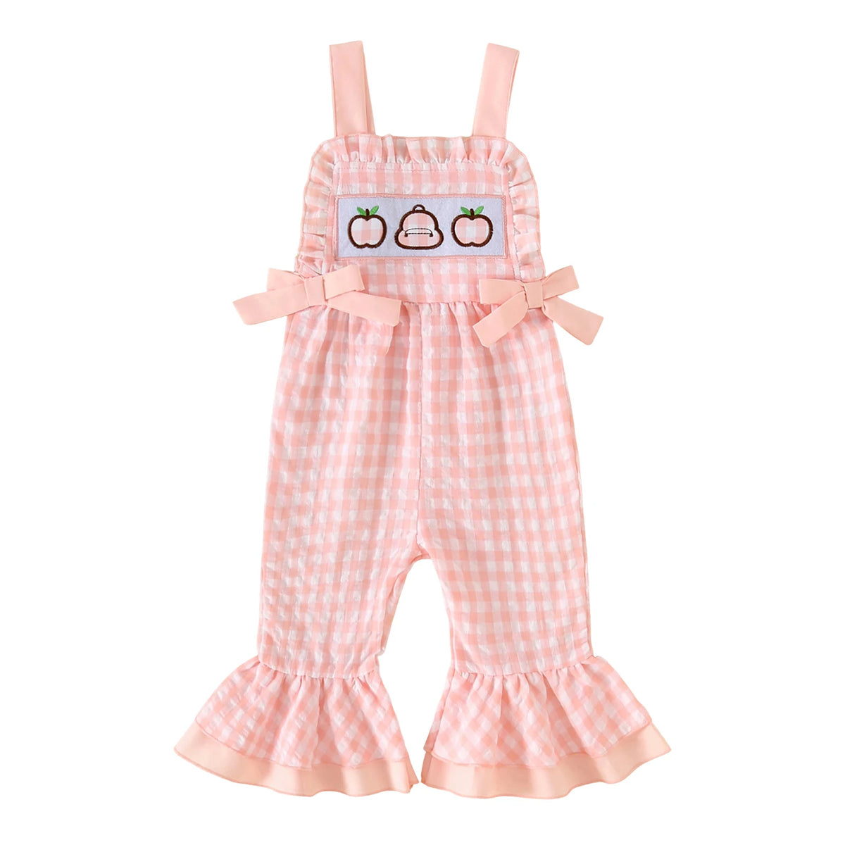 Pudcoco Toddler Girls Plaid Sleeveless Bell Bottom Overalls
