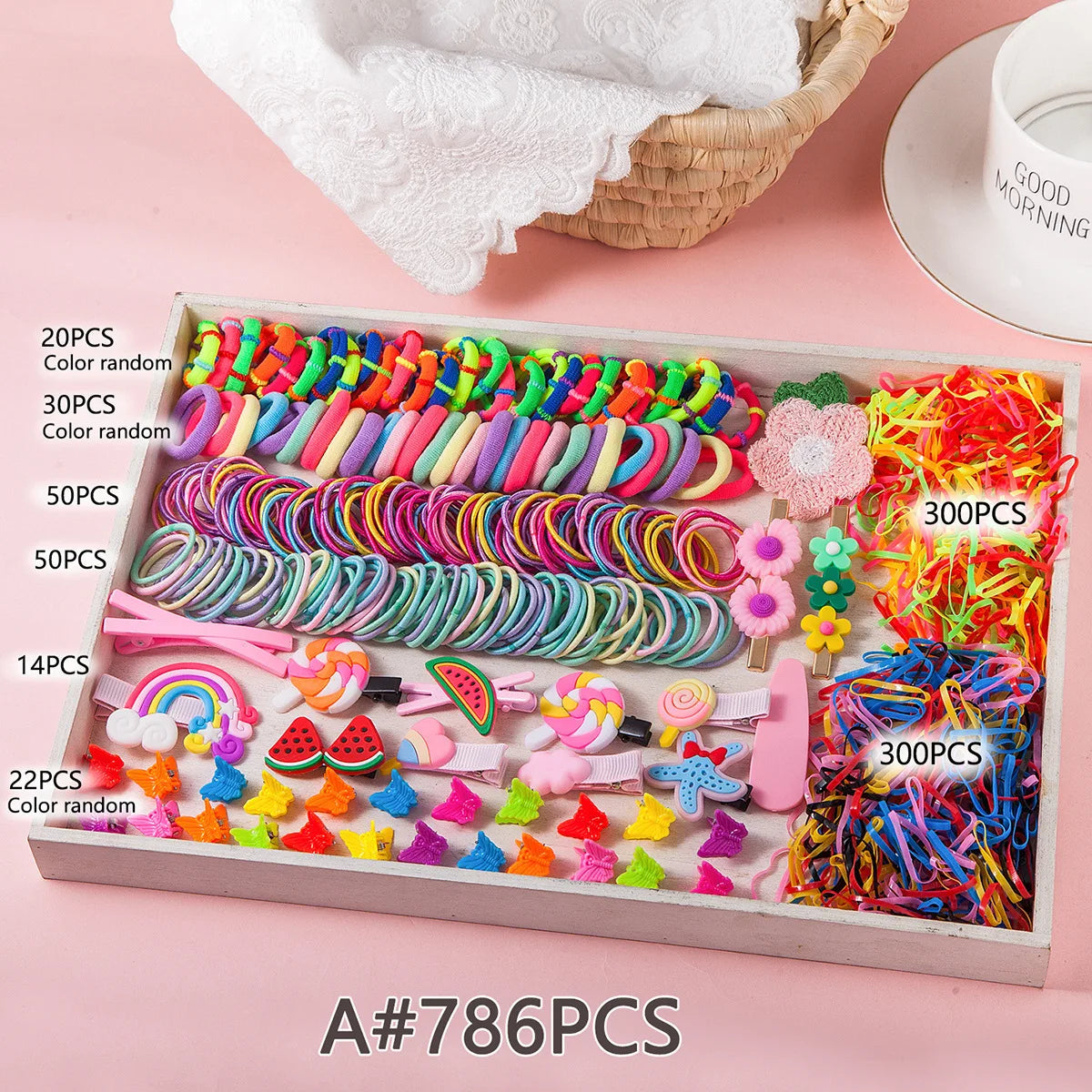 18/546Pcs /1152PCS Bow High Elastic Hair Accessories Set Korean Style Princess Hair Clips, No Hurt Hair Colorful Girls Hair Bands Hair Clips Girls Children No Box
