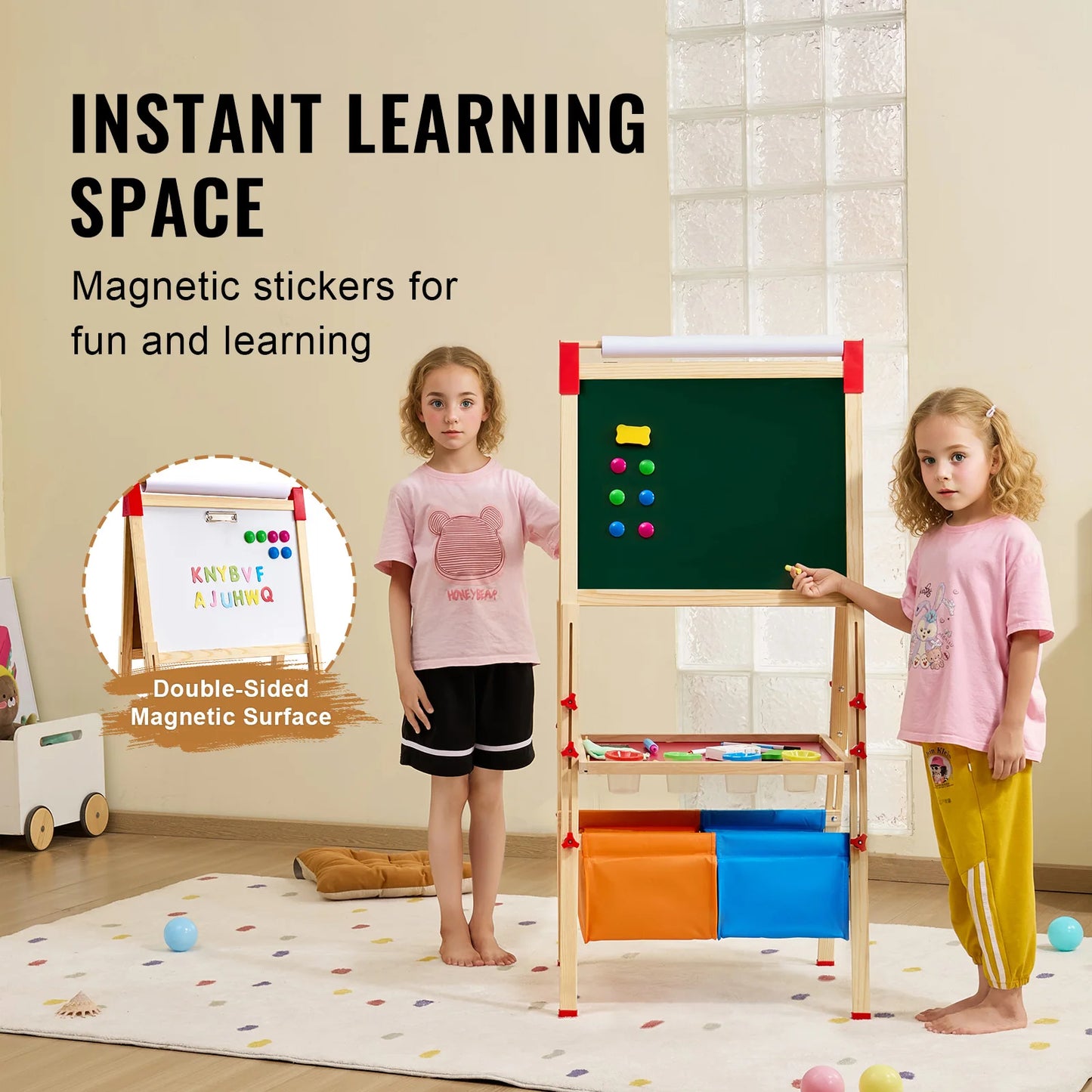 SucceBuy Magnetic Drawing Board For Kids Standing Art Easel Toy