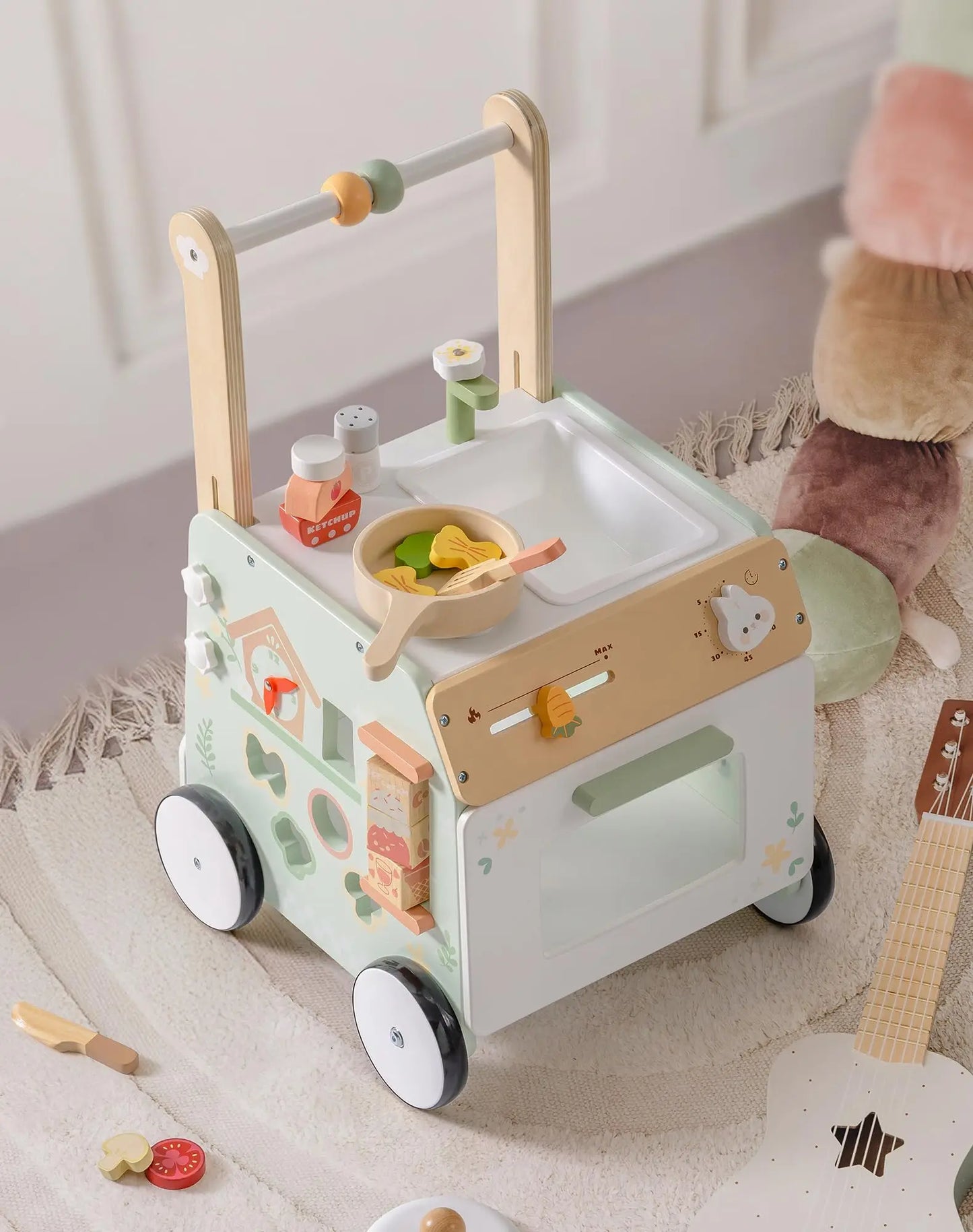 Robotime Wooden Baby Push Walker Learning Toy With Adjustable Feature