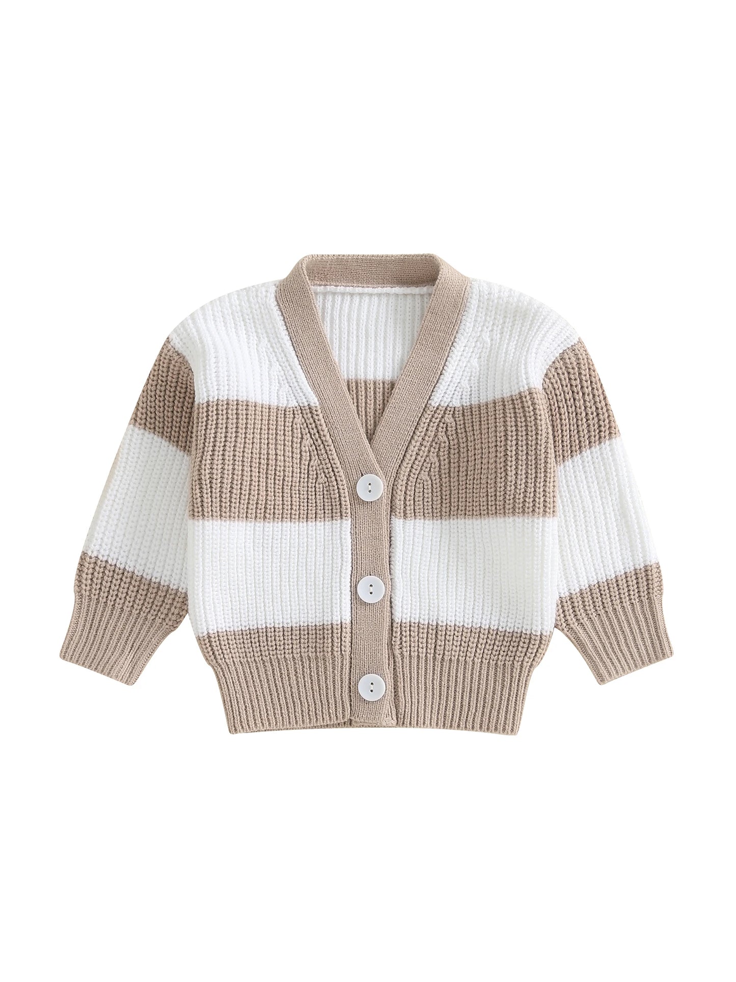 Infant Cable Knit Pullover Cardigan With Ribbed V Neck