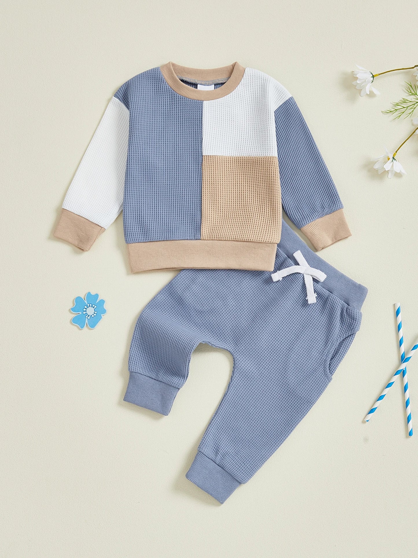 Unisex Baby Boy Striped Hooded Sweatshirt Jogger Two Piece Set