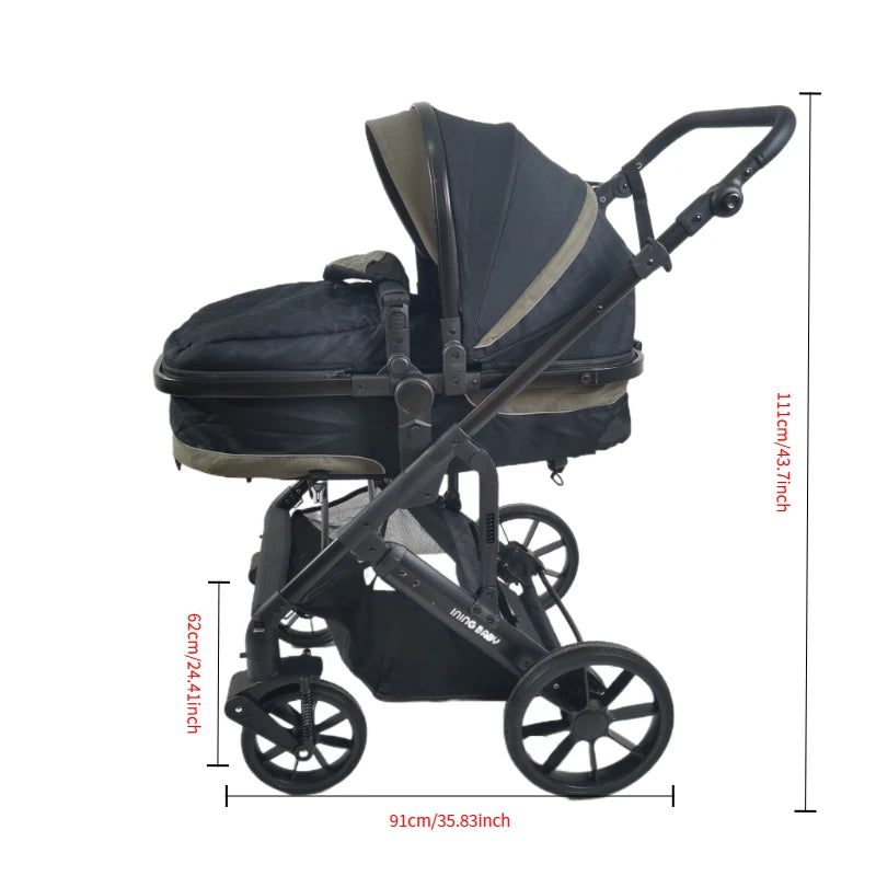 Multi Functional Baby Stroller Lightweight Foldable, Sit and Lie, Reversible Baby Seats with Shock-Absorbent, Essential for Newborn Outings