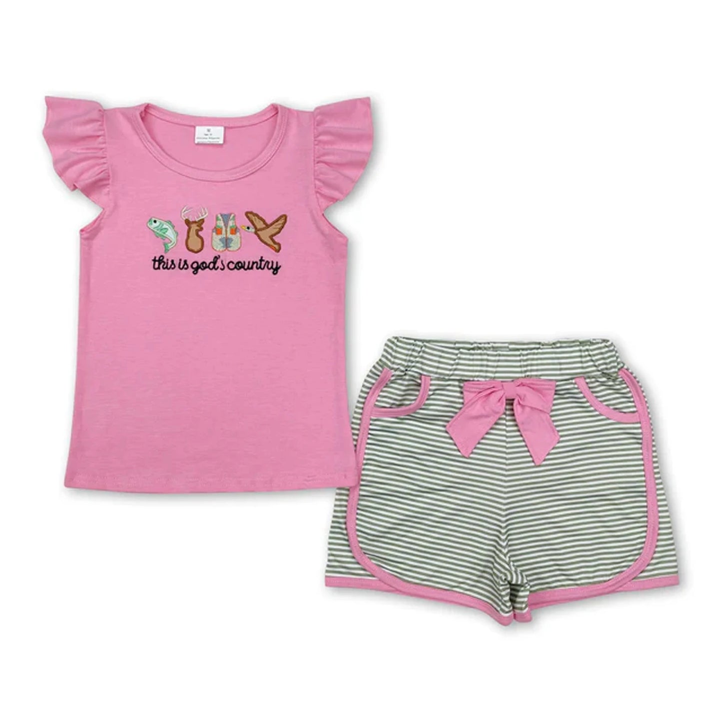 Toddler Girl Two Piece Summer Outfit Set Plaid Leopard Print