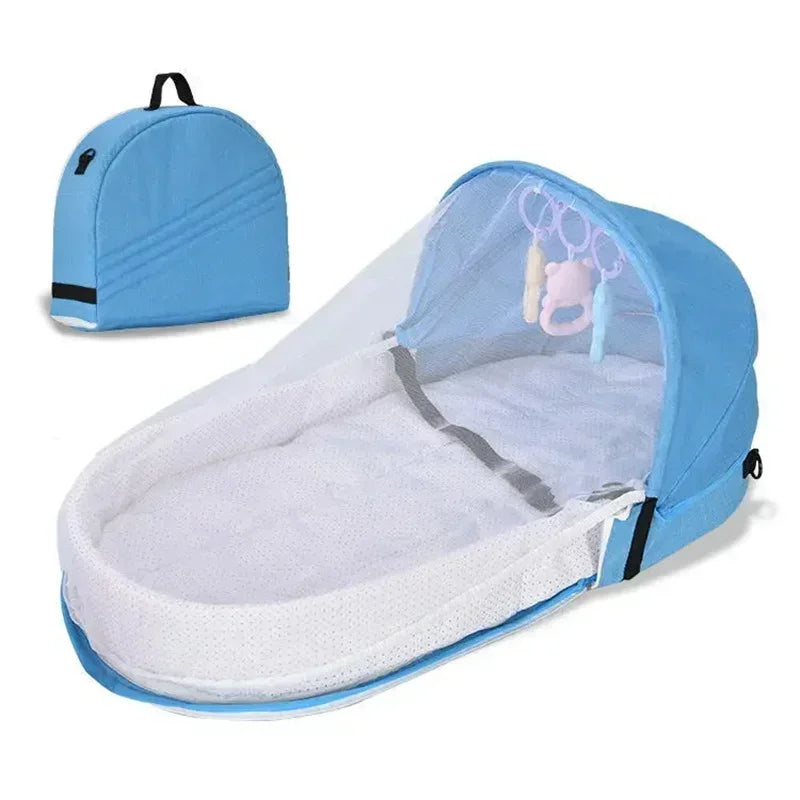 Portable Newborn Baby Bed - Bionic Isolation Travel Crib, Foldable Anti-Stress Bassinet for Baby