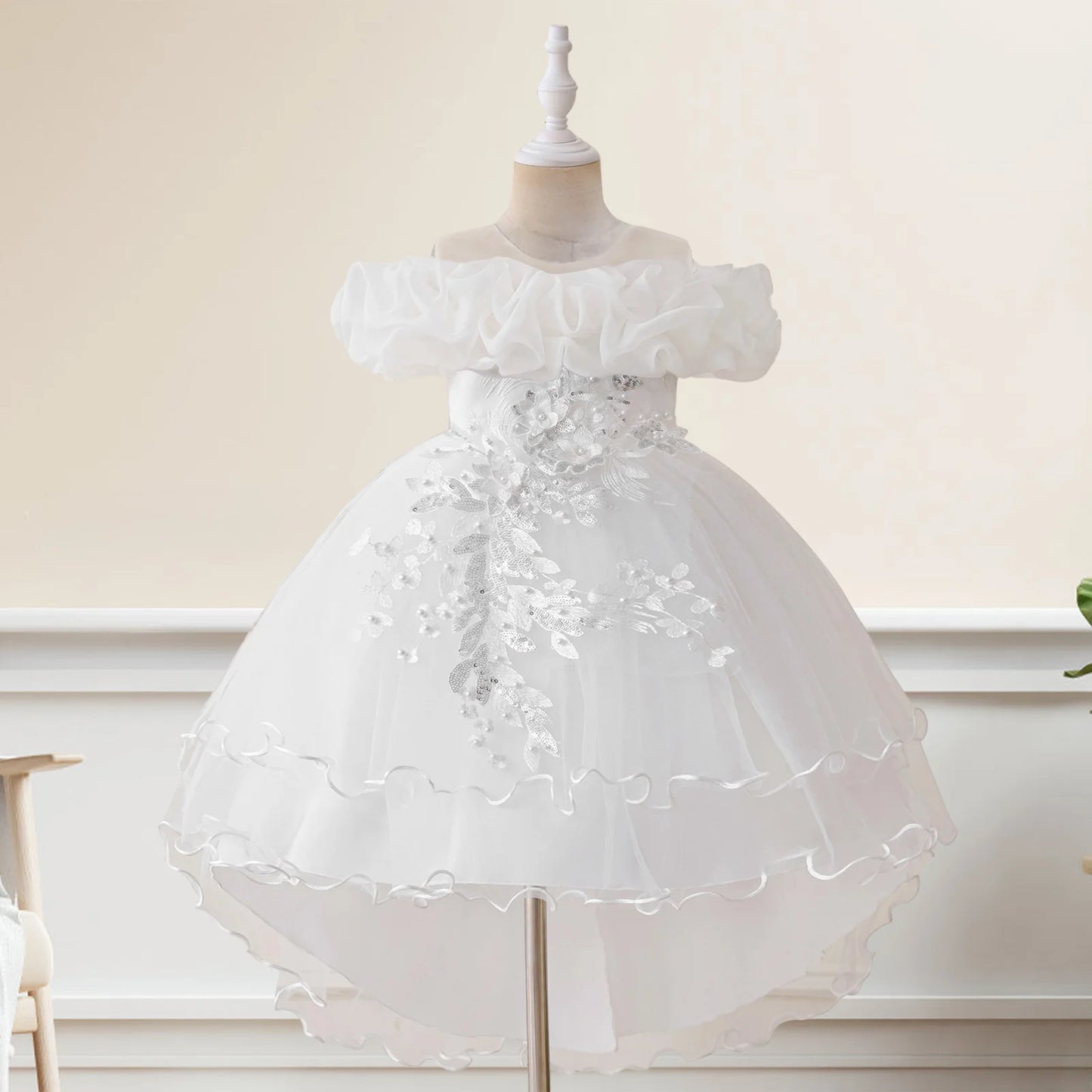 Floral Print Sleeveless Ruffle Tulle Dress for Toddler Girls
