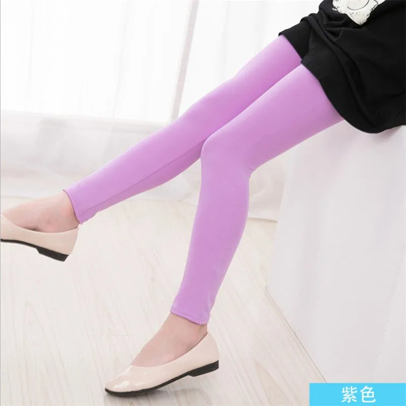 3-11Years Old Children Candy Color Spring And Autumn Leggings Tight Pencil Pants Girls Solid Color Pants