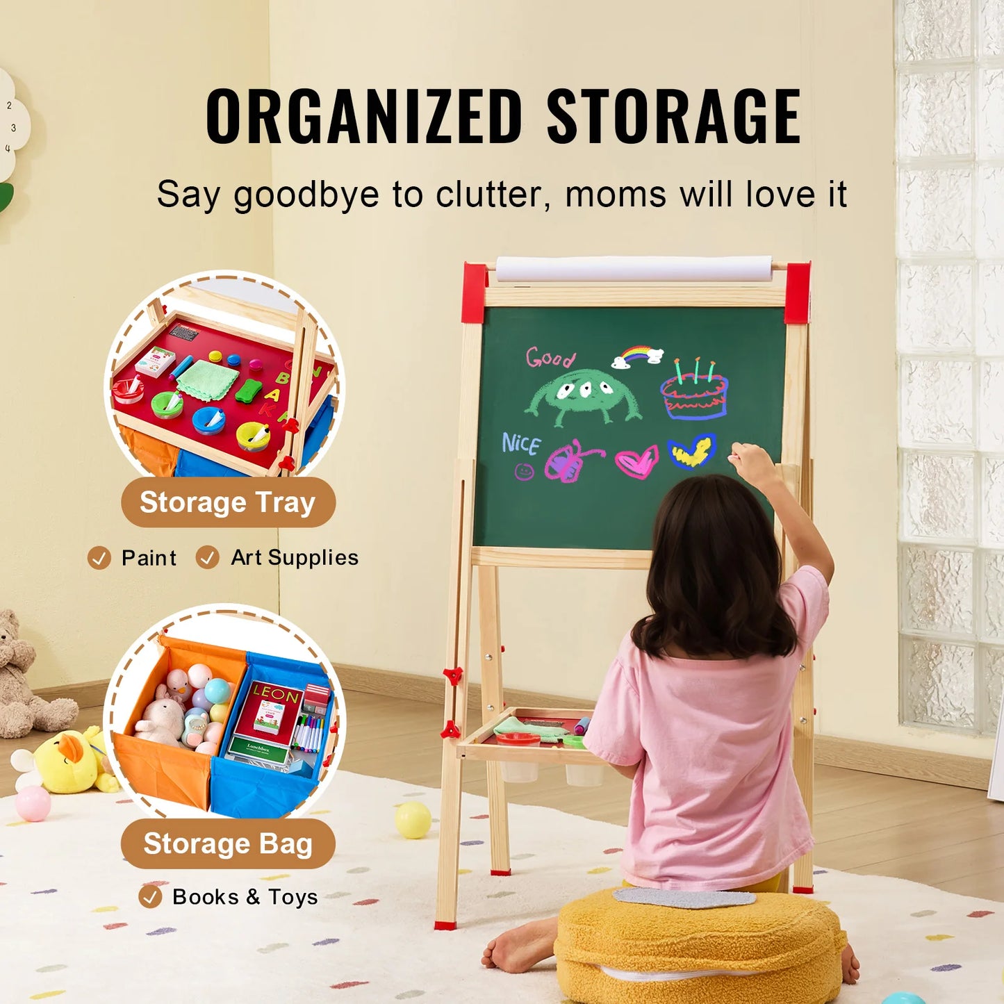 SucceBuy Magnetic Drawing Board For Kids Standing Art Easel Toy