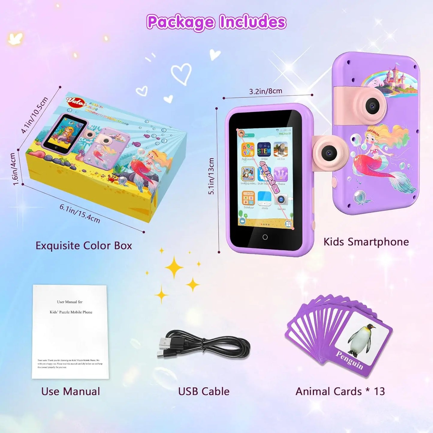 Kids Smart Phone Toy With Dual Camera And Educational Games