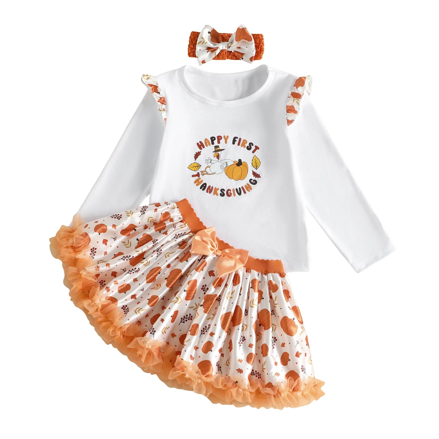 Outfits Long Pumpkin Print Skirt Toddler-Girl Long Sleeve Tops Sleeve Tops Sleeve Tops Top Rated Outfits Long Pumpkin Print