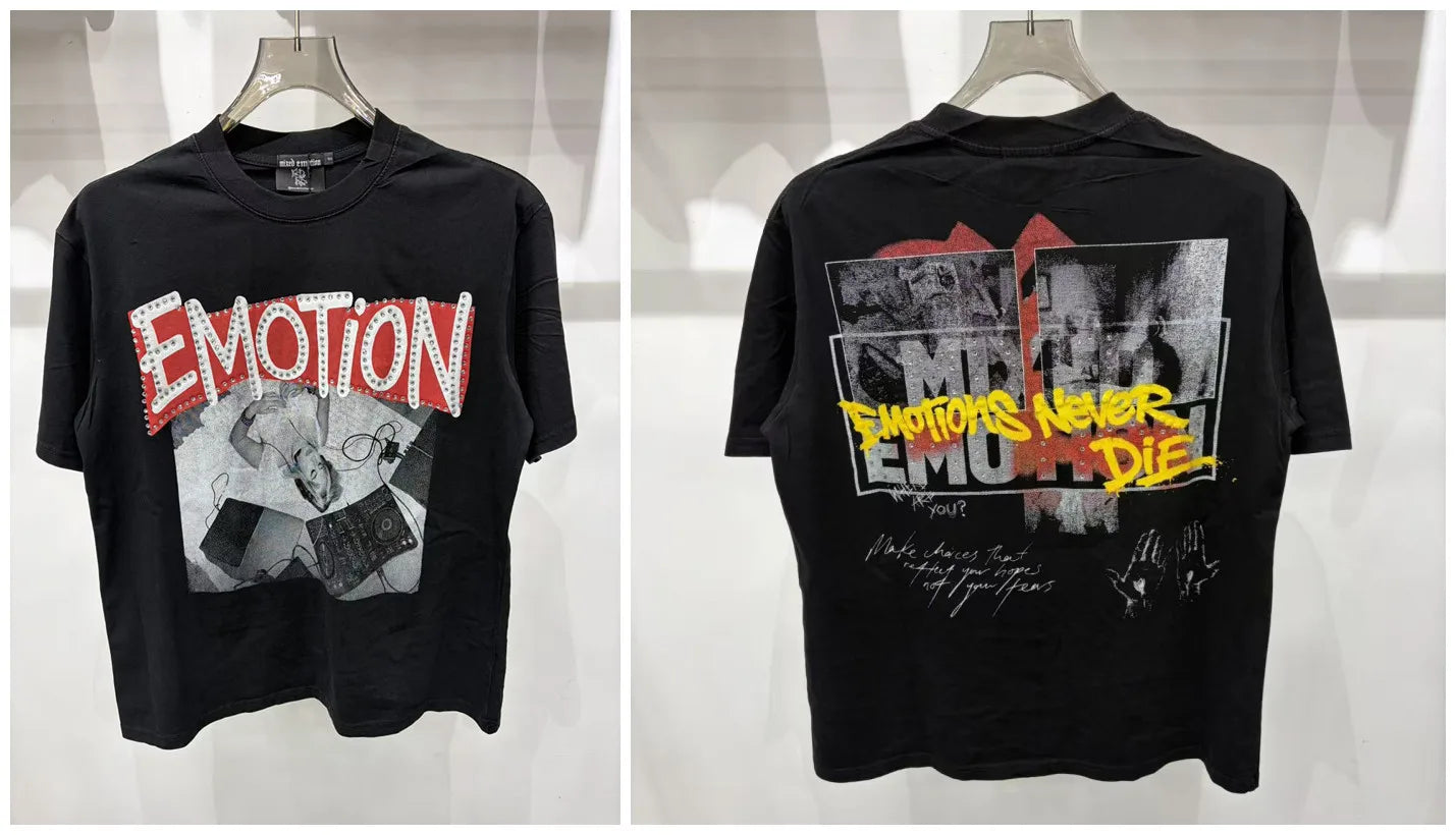 Mixed Emotion Printed Cotton T Shirt For Men Women