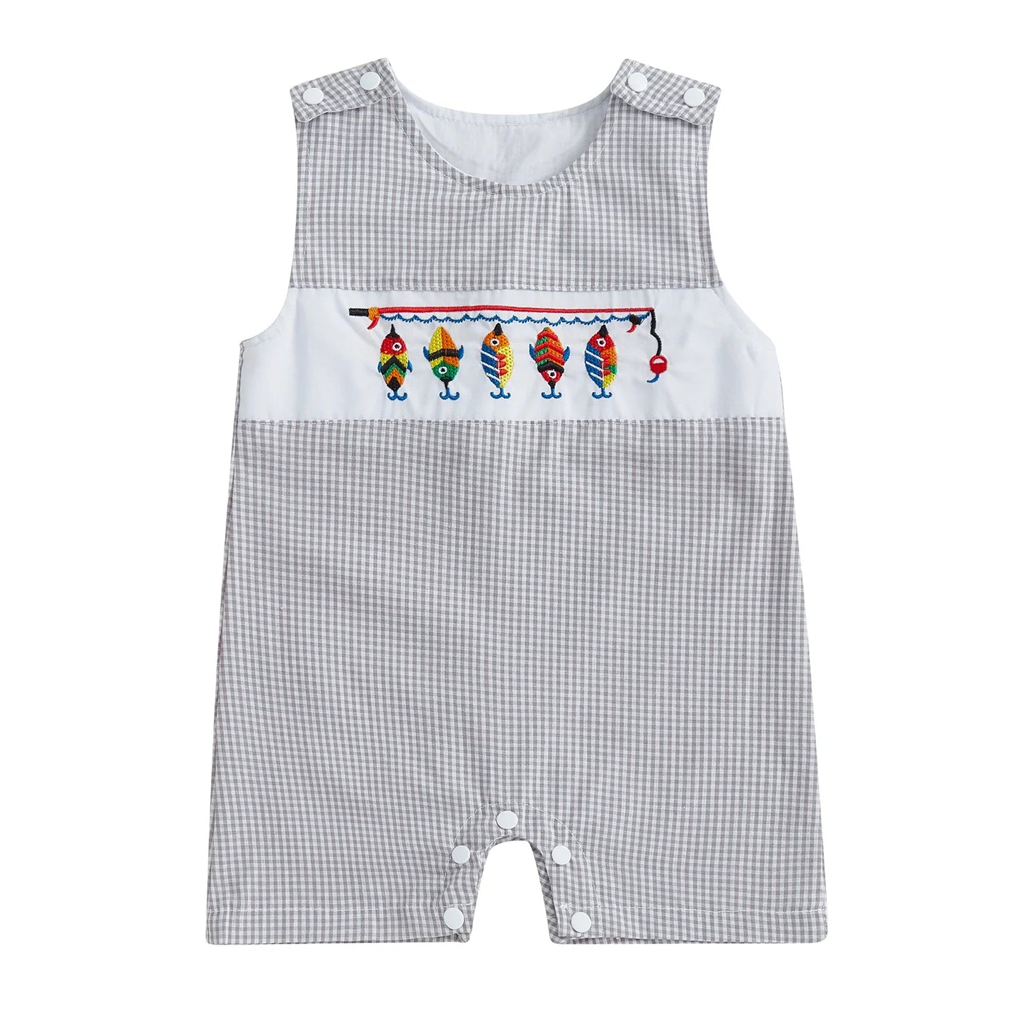 Cotton Embroidered Baby Romper With Button Up Collar