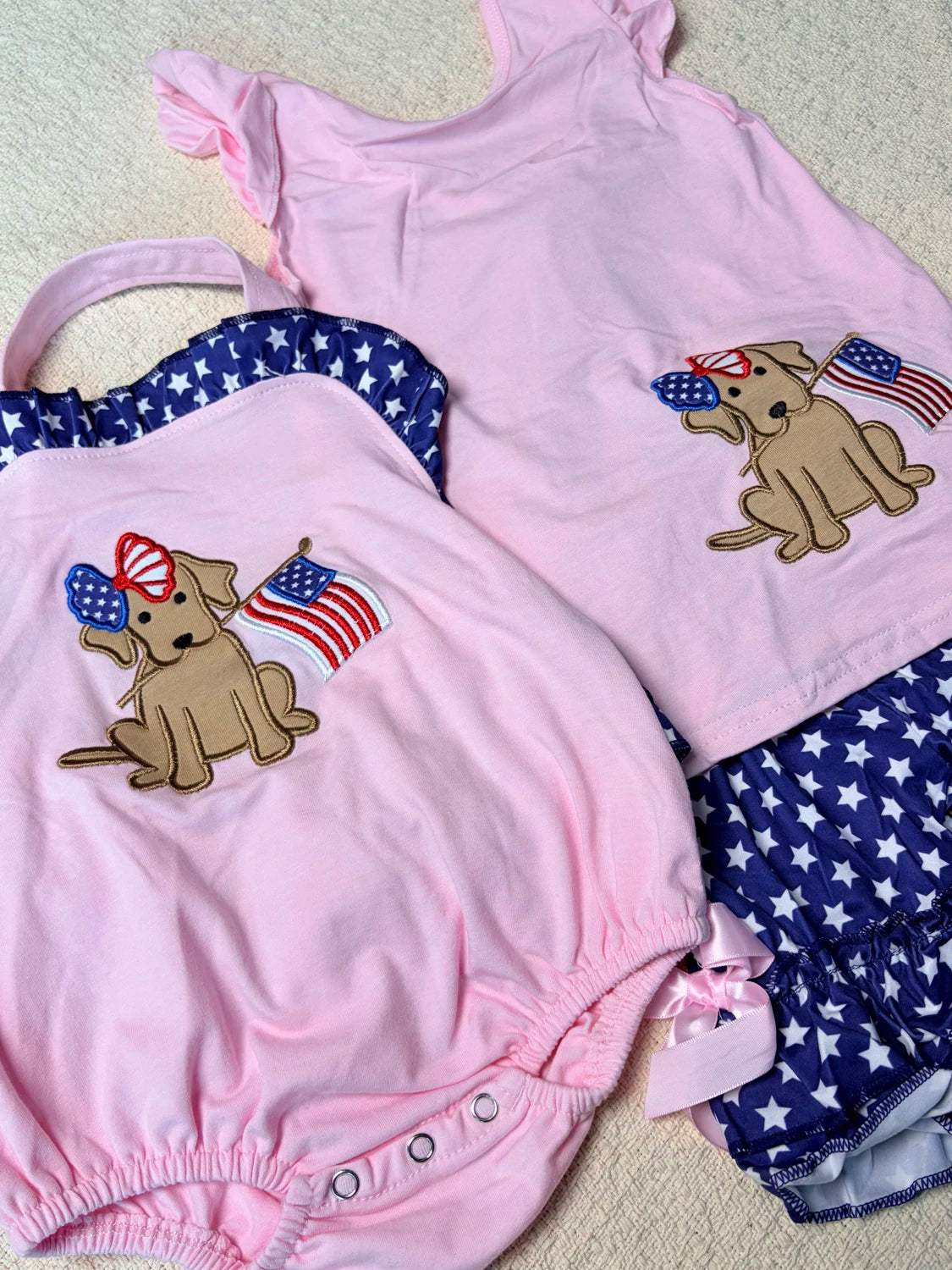 Patriotic Puppy Outfits Fourth Of July Matching Baby Toddler Sets Cotton