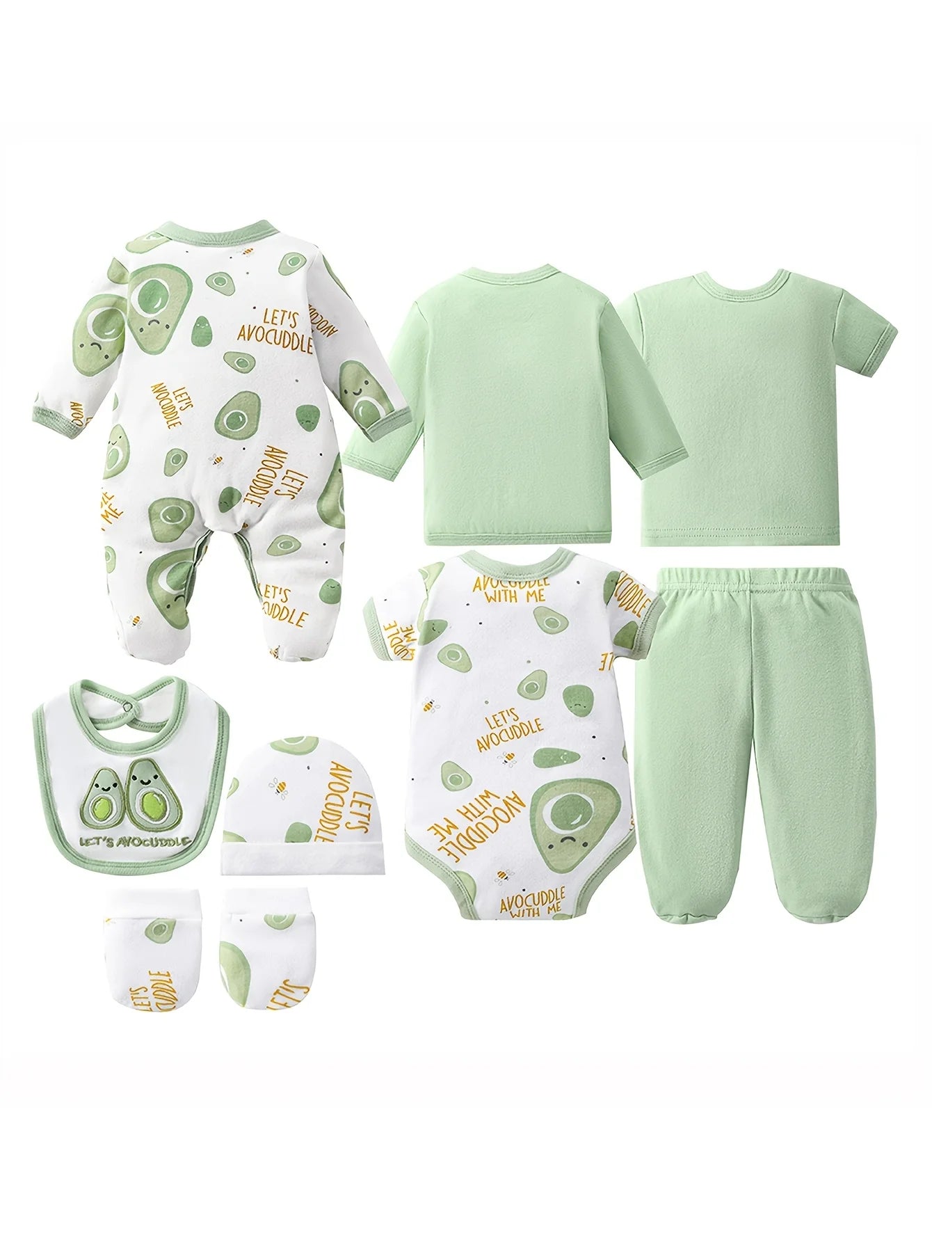 Newborn Baby Essentials Set 100 Percent Cotton Bodysuits Rompers Hat