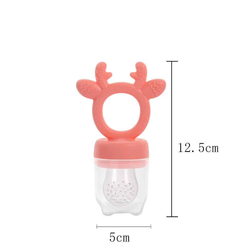 3 Pack Baby Fruit Food Feeder Pacifier BPA Free Silicone Deer Teething Toy Fresh Fruit Vegetable Nibbler Soother Toddler Chew Feeder
