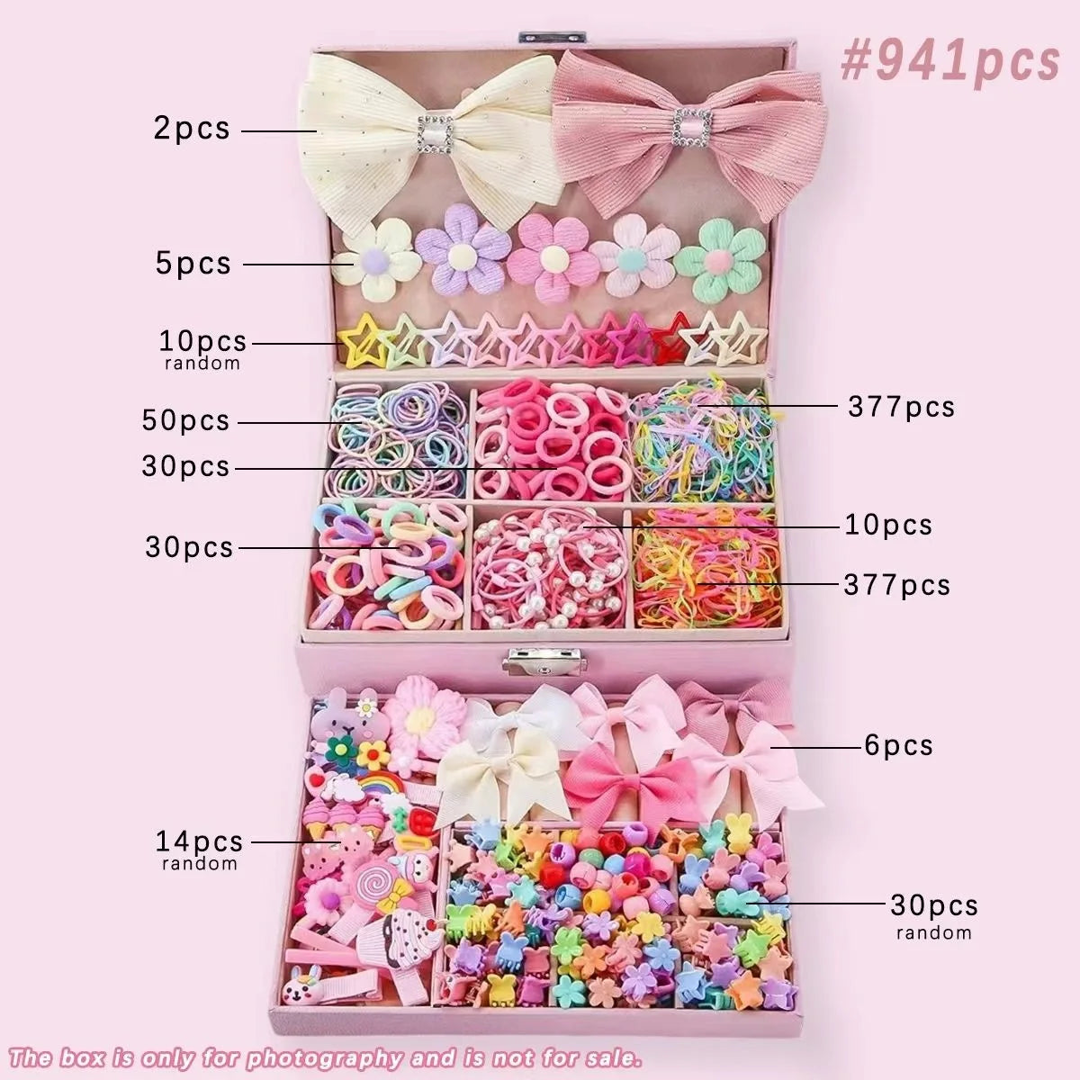18/546Pcs /1152PCS Bow High Elastic Hair Accessories Set Korean Style Princess Hair Clips, No Hurt Hair Colorful Girls Hair Bands Hair Clips Girls Children No Box