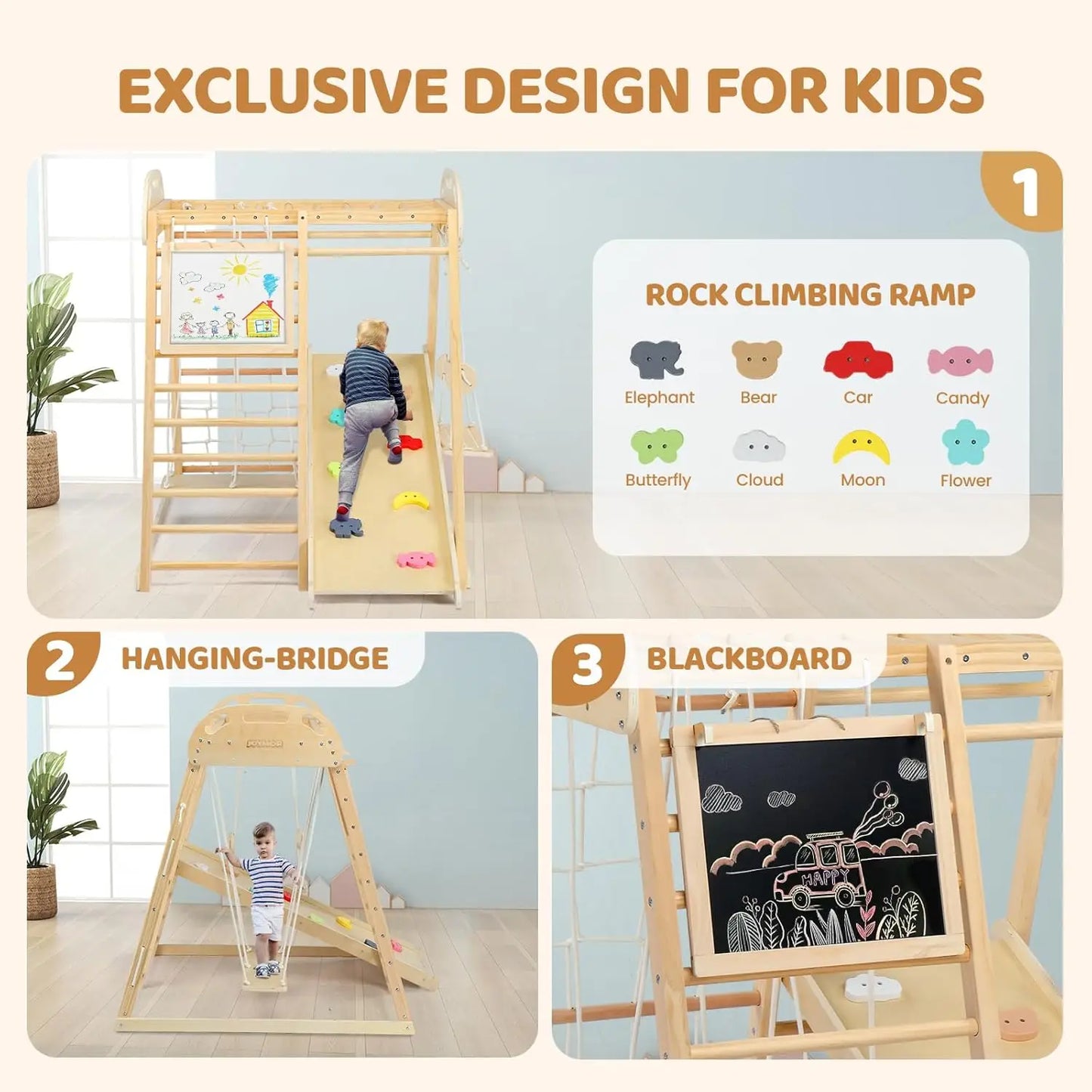 Indoor Jungle Gym Playground For Kids And Toddlers With Slide