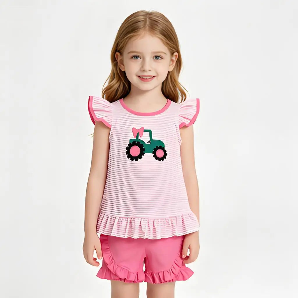 Toddler Girls Flutter Sleeve Ruffle Tunic Top Shorts Set