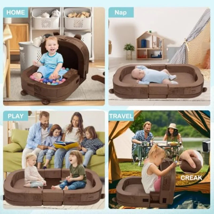 Toddler Travel Bed Foldable Portable Baby Cot With Removable Pillow