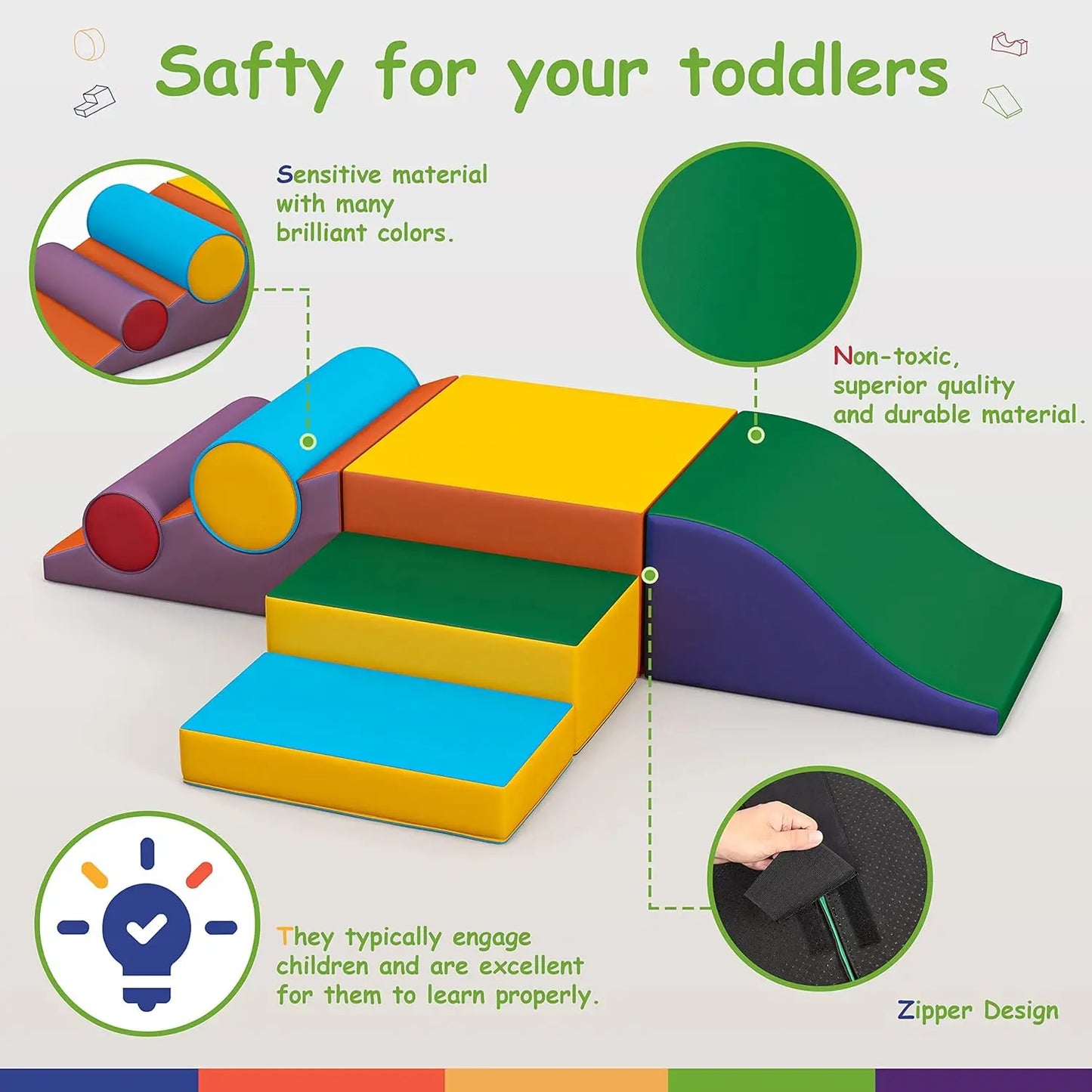 Toddler Foam Climbing Set Indoor Playset For Walking And Crawling