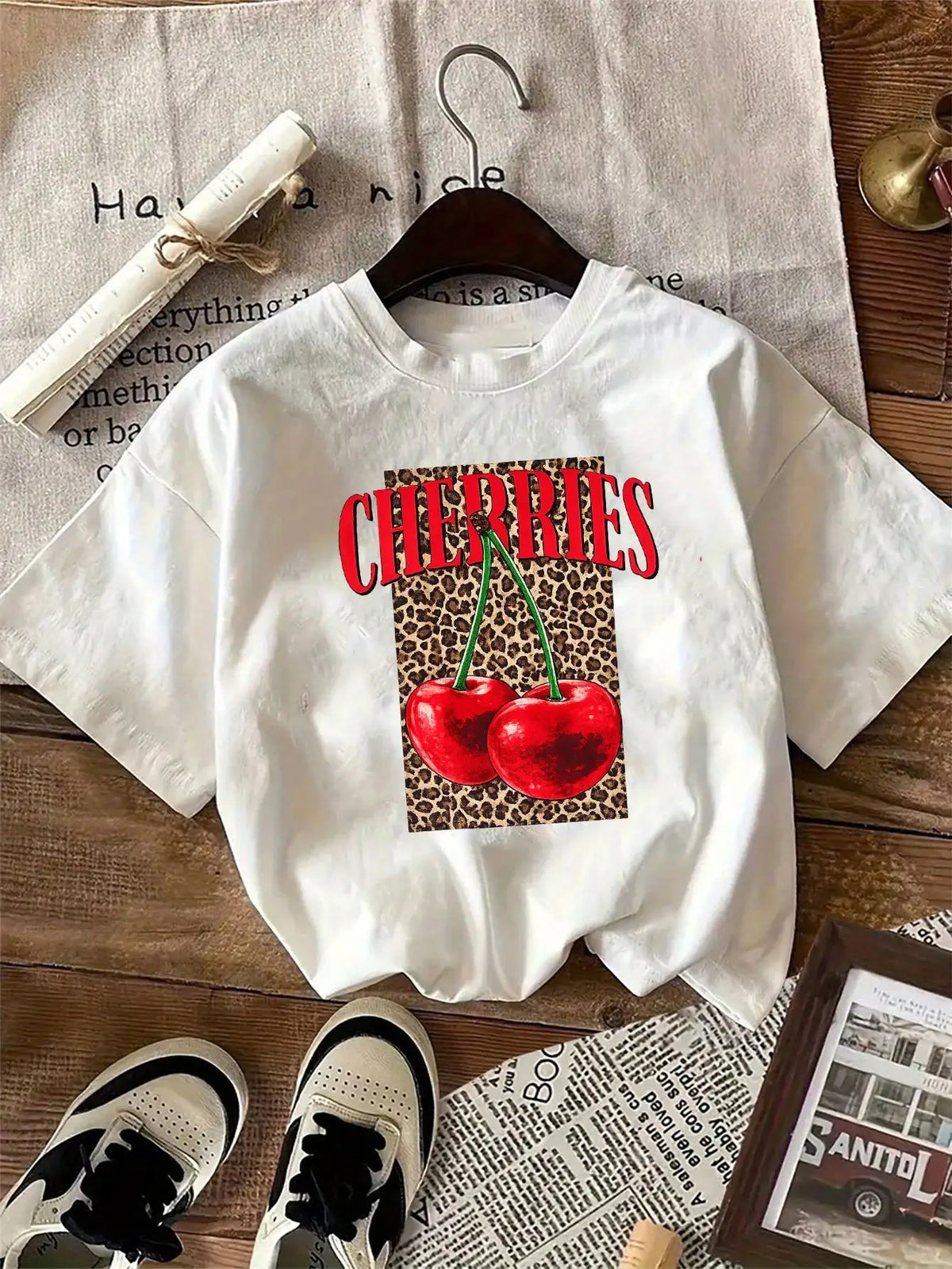 1 Pack Girls Casual Printed Crew Neck Short Sleeve T-Shirt Summer Student Youth Clothing