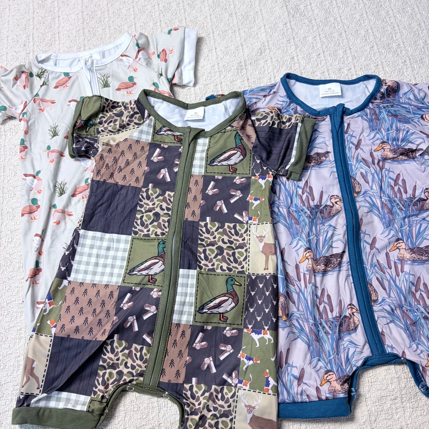 Baby Boy Summer Zipper Romper Short Sleeves Duck Design Toddler