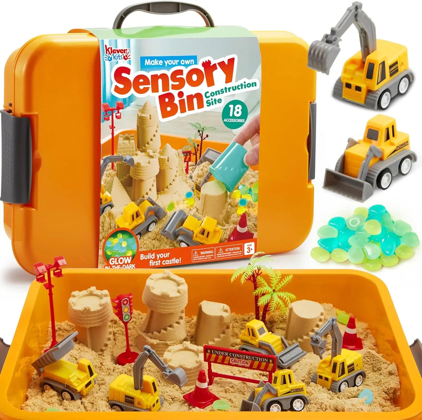 Joyfy Glow In The Dark Construction Sensory Bin Castle Kit