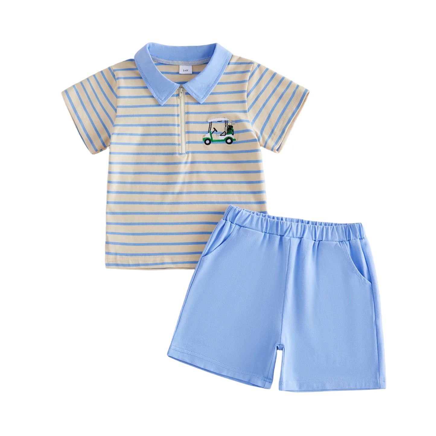 Infant Summer Outfit Set Embroidered Top And Shorts