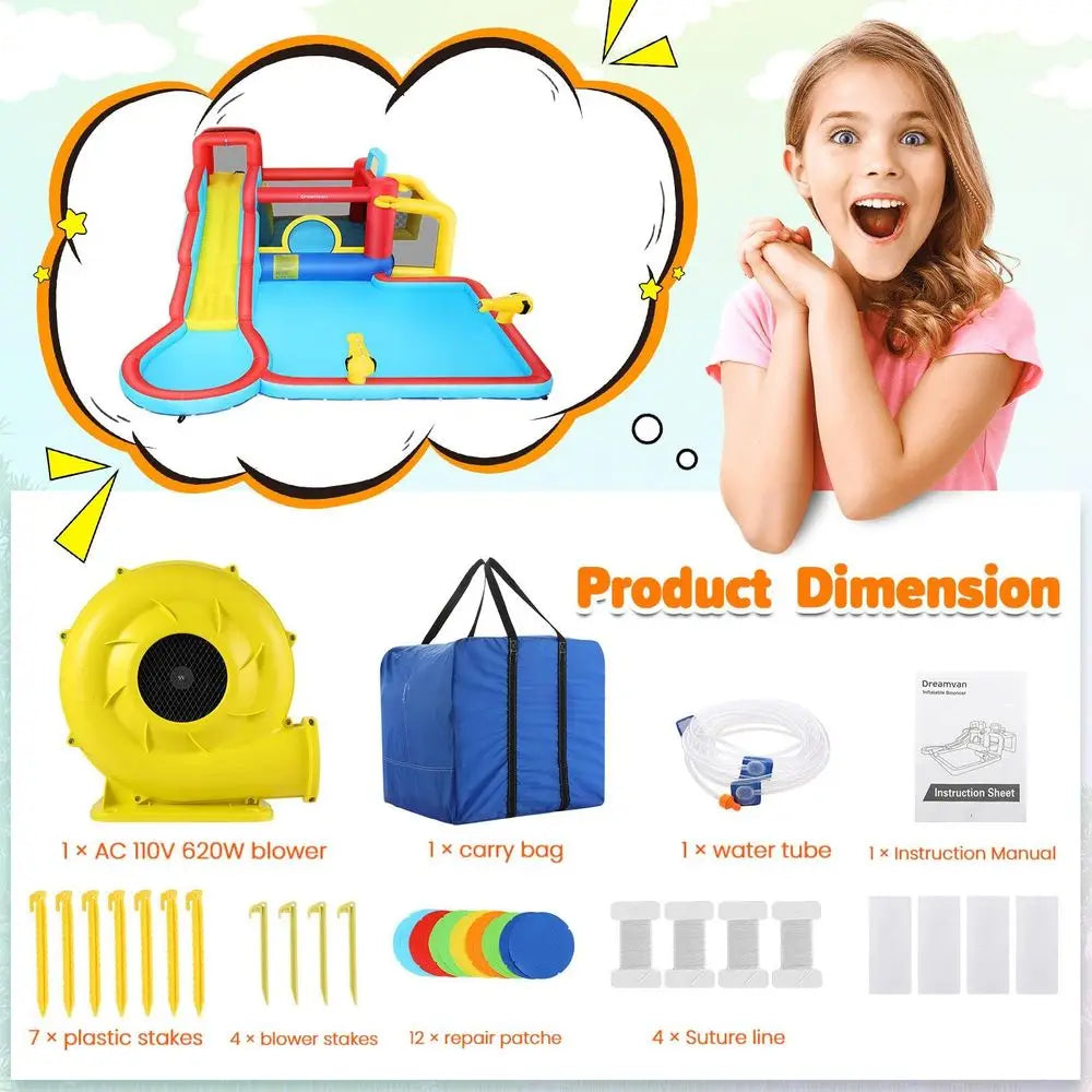 YTYIN Bounce House Inflatable Water Slide Castle With Blower