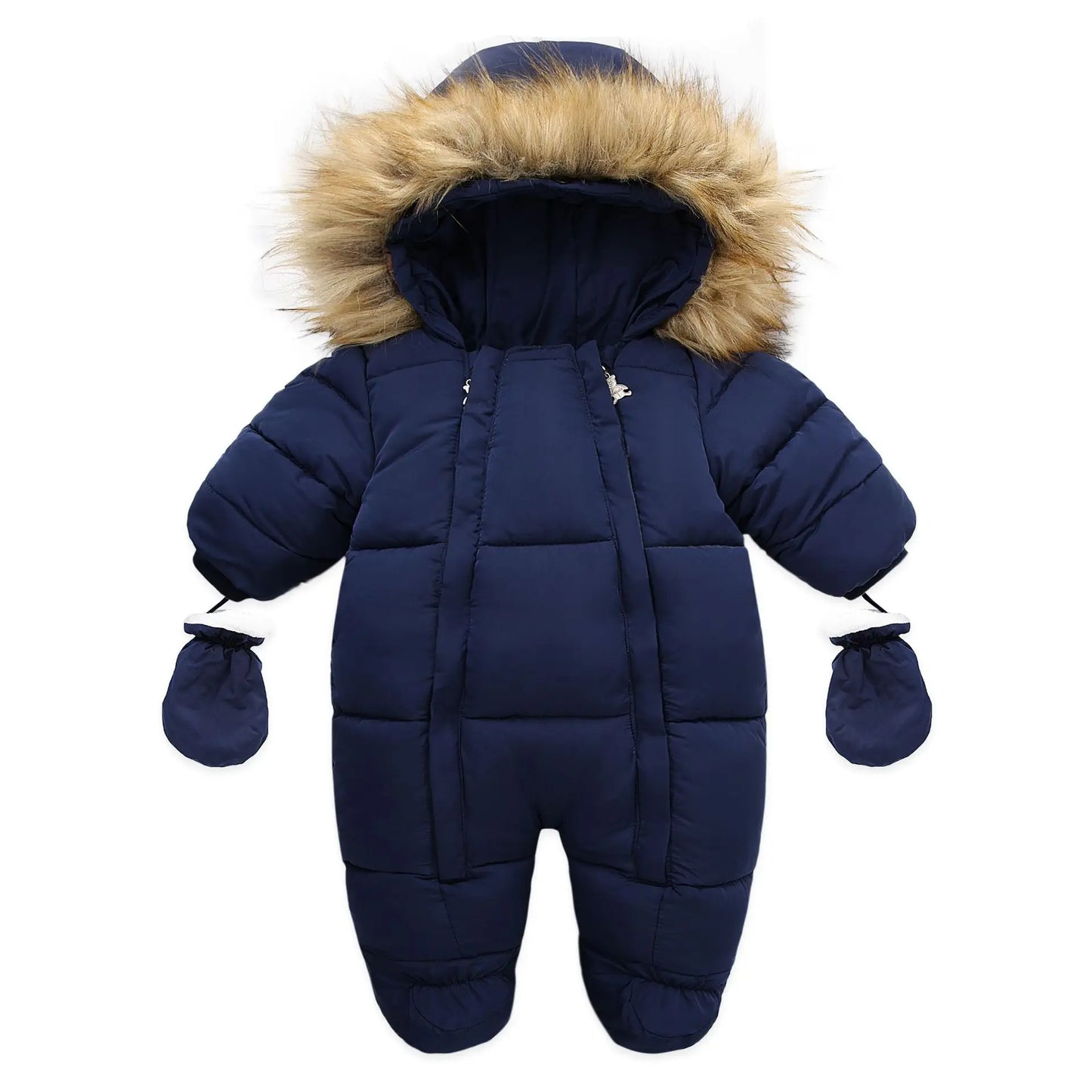 AYNIGIELL Winter Baby Jumpsuit Hooded Wool Down Romper