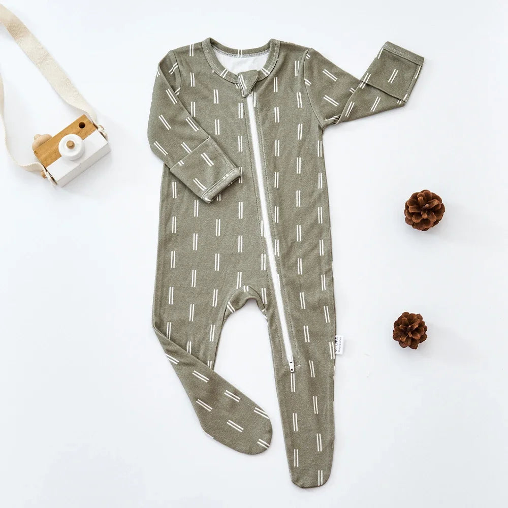 HappyFlute Bamboo Cotton Long Sleeve Footed Baby Romper