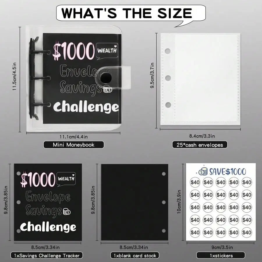 A7 Mini PVC Envelope Savings Challenge Notebook