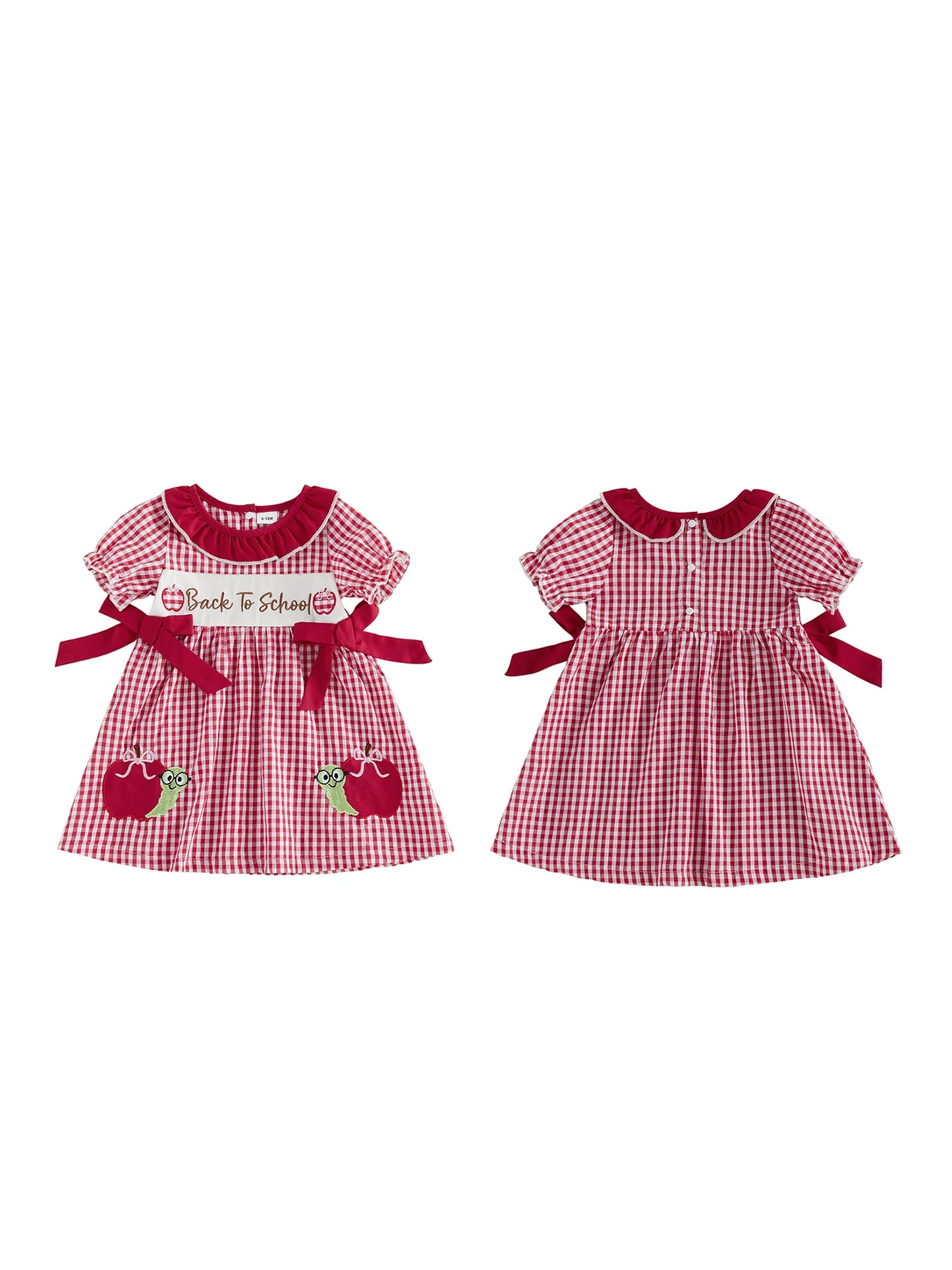 Short Clothes Embroidery Cute Bow Girls Back Girls Back To Cute Bow Short School Toddler-Summer Kids Girls Back