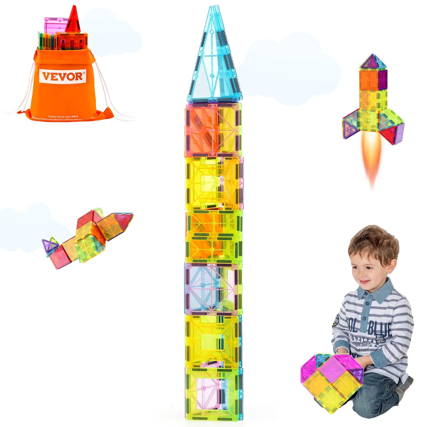 SucceBuy 32 Piece Magnetic Tiles Building Blocks STEM Toy Set