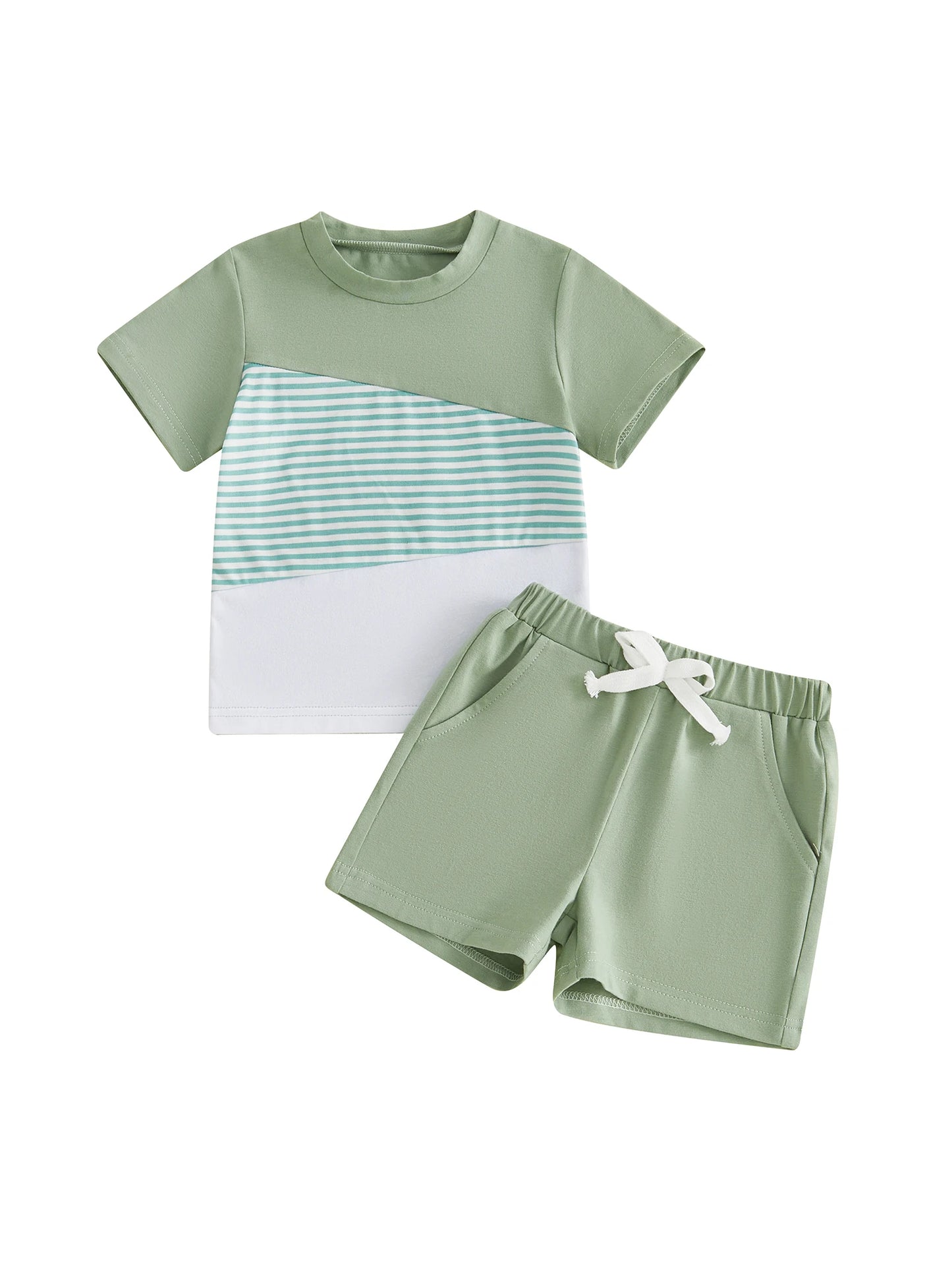 Infant Boy Summer Outfit Set With Short Sleeve Shirt Shorts