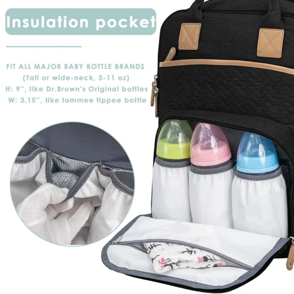 Kabaqoo Waterproof Diaper Bag Mommy Backpack With Changing Mat