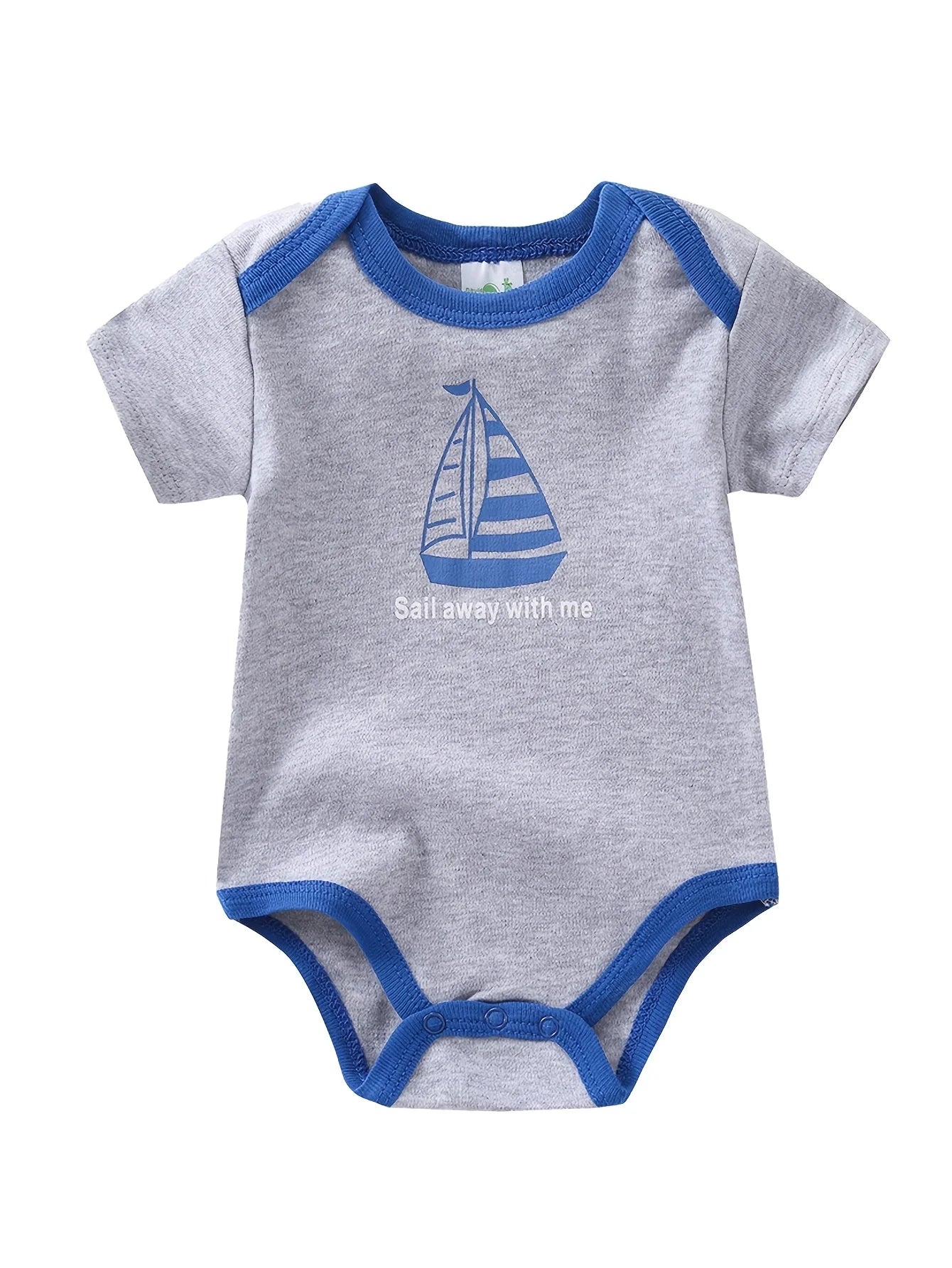 Baby Boy Triangle Rompers 5 Pack With Sailboat Pattern Onesies
