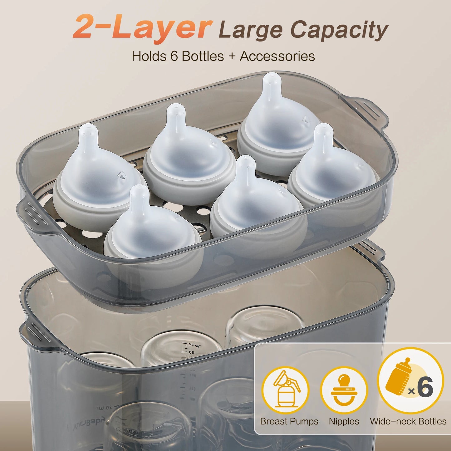 4 In 1 Baby Bottle Sterilizer And Dryer 72H Storage
