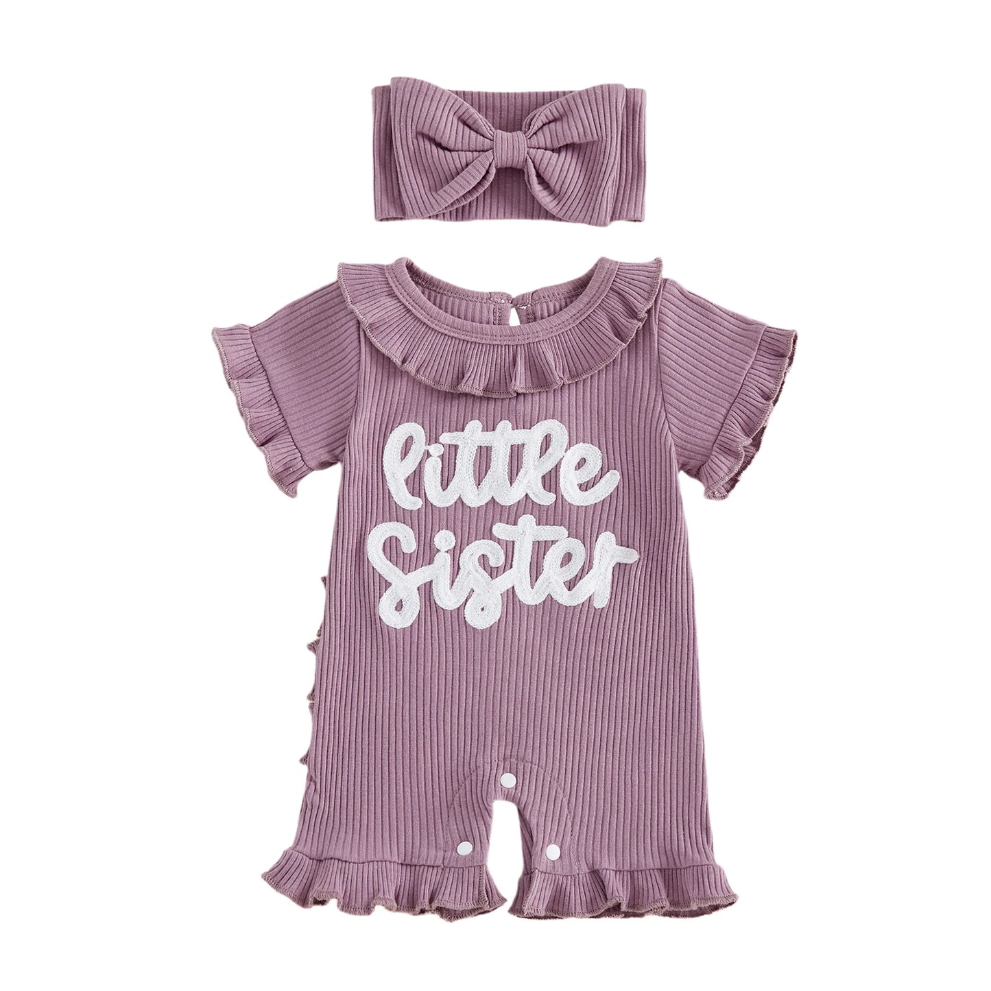 Adorable Floral Sleeveless Romper With Bow Headband Set For Toddlers