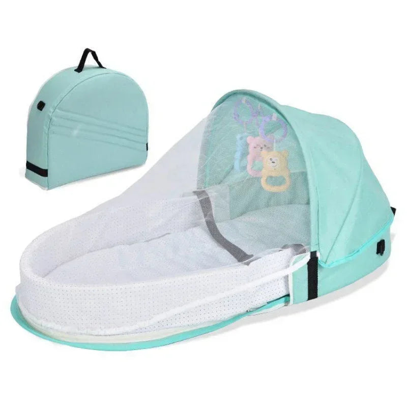 Portable Newborn Baby Bed - Bionic Isolation Travel Crib, Foldable Anti-Stress Bassinet for Baby