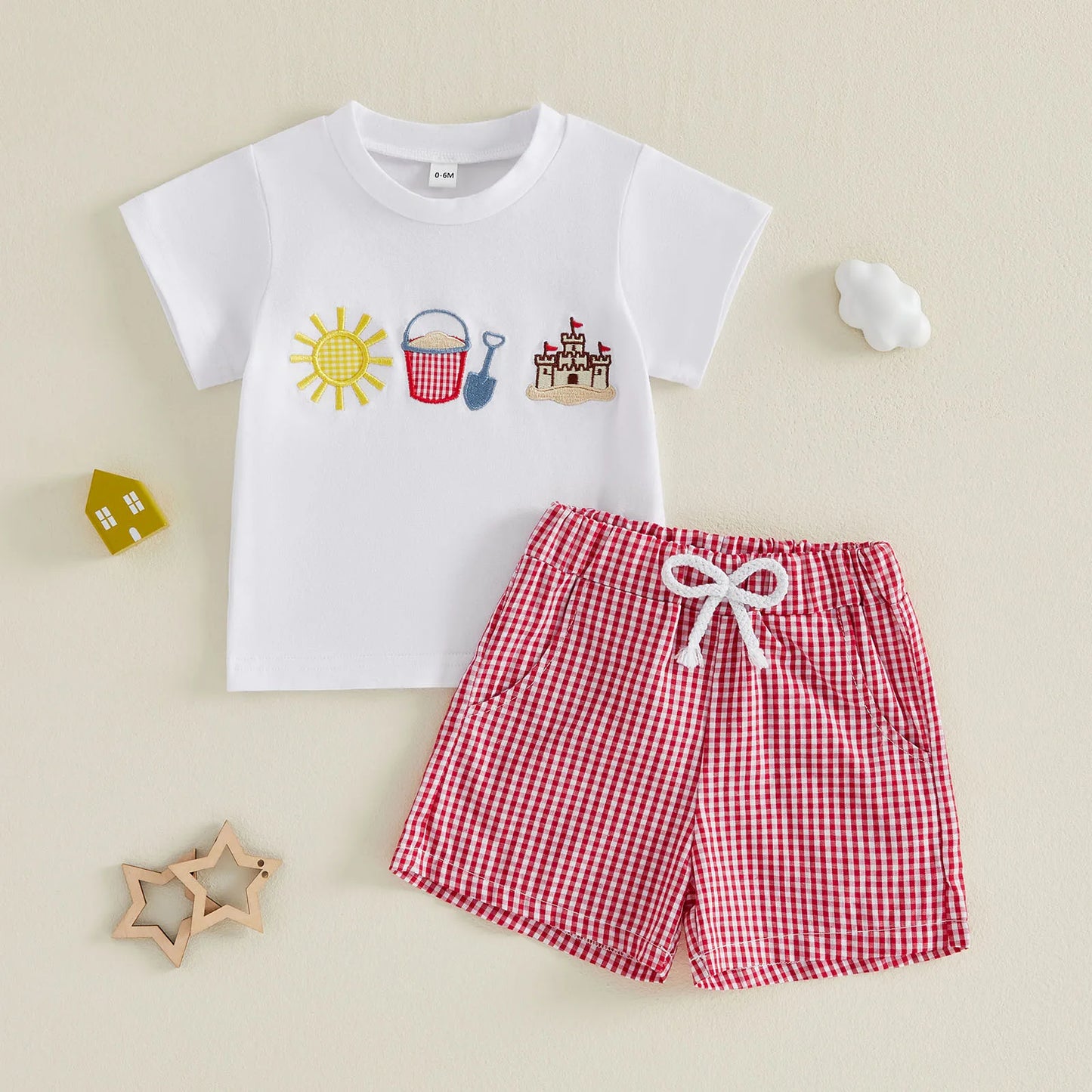 Infant Summer Outfit Ice Cream Print Tee And Denim Shorts Set