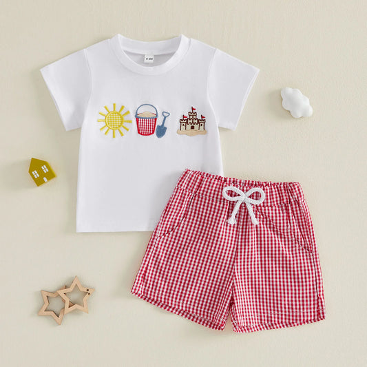Infant Summer Outfit Ice Cream Print Tee And Denim Shorts Set