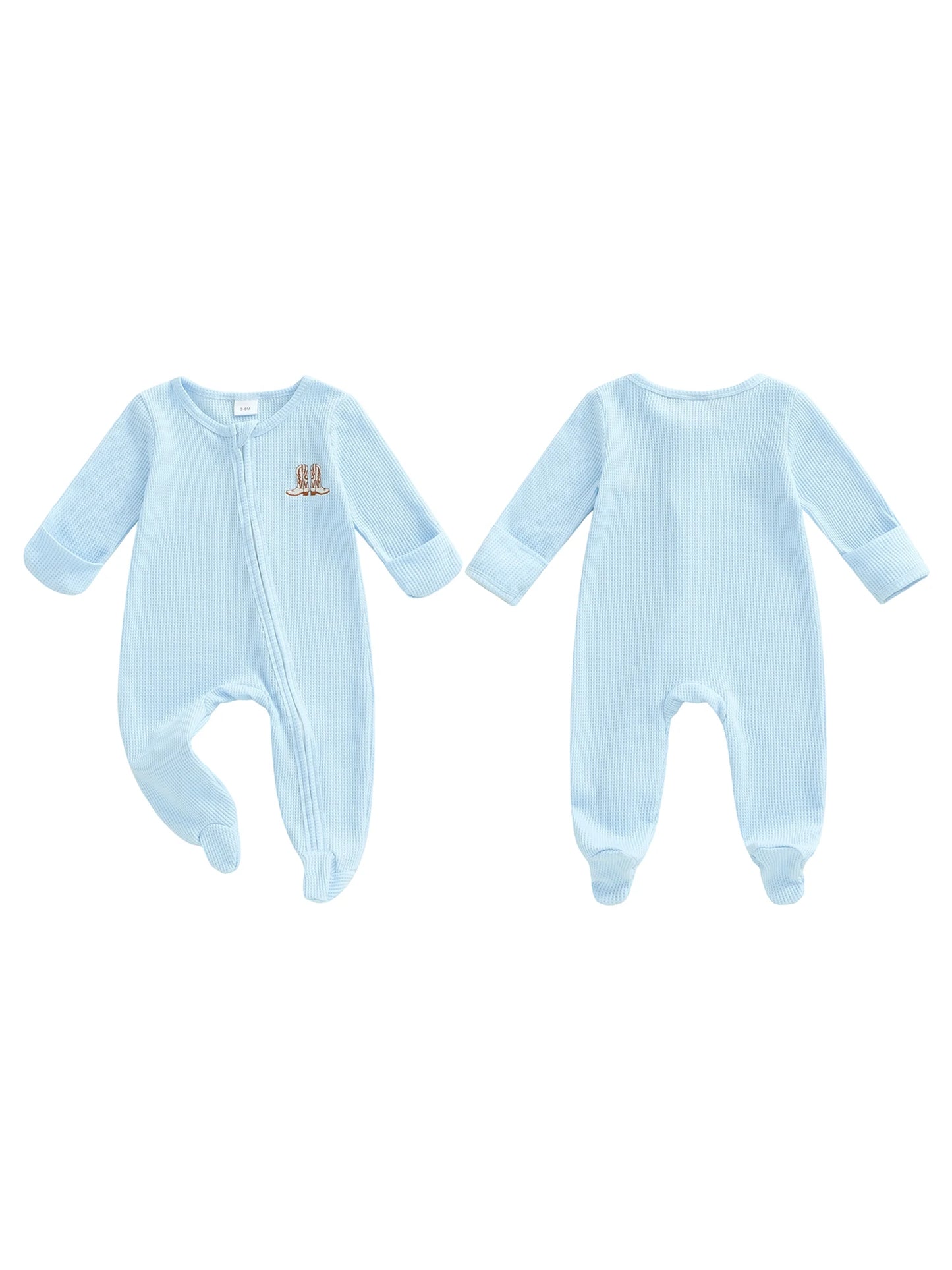 Infant Unisex Hooded Animal Ears Zipper Closure Fleece Footed Pajamas