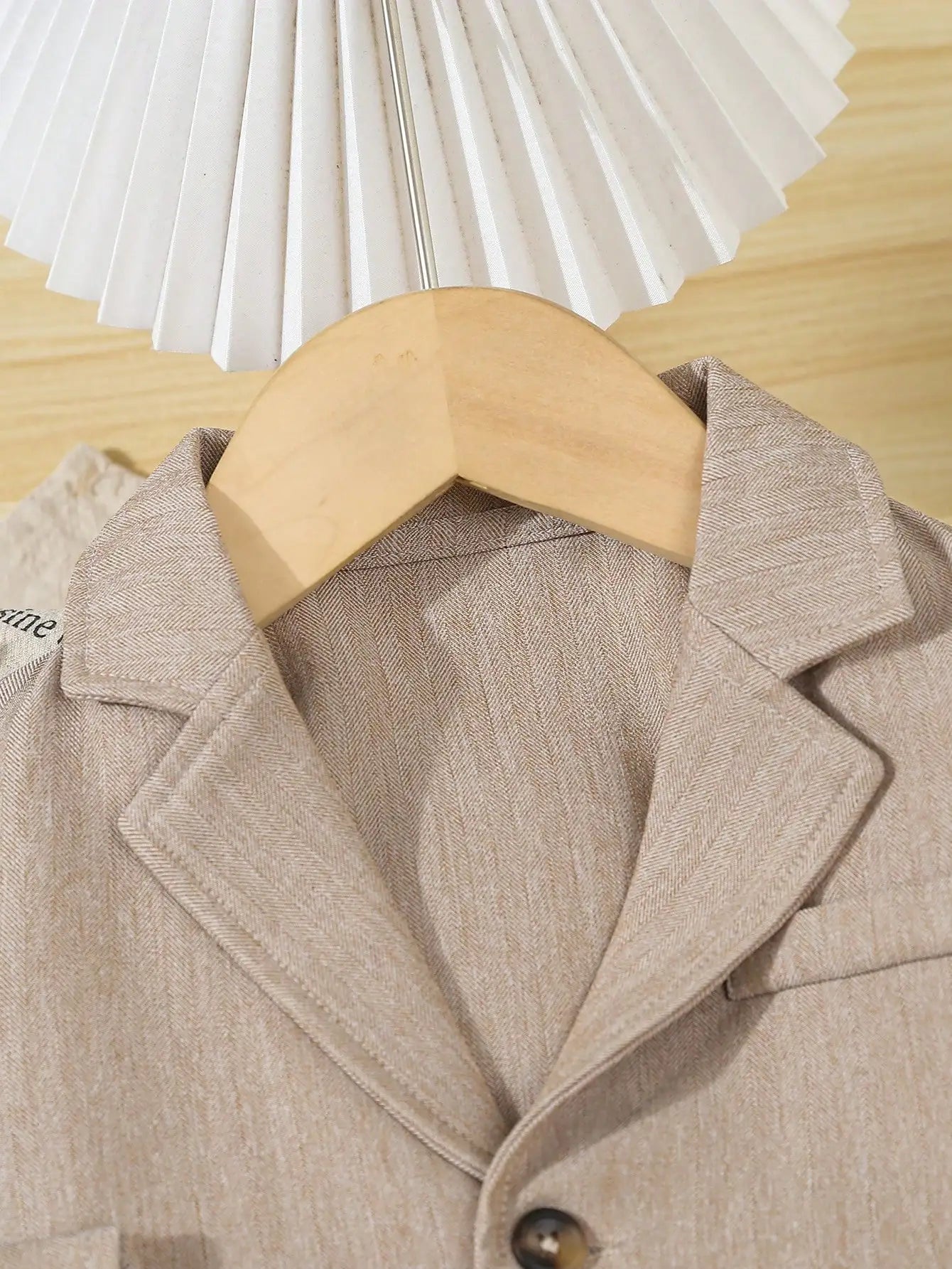 Toddler Boy Formal Suit Set Blazer Vest Pants Beige Corduroy