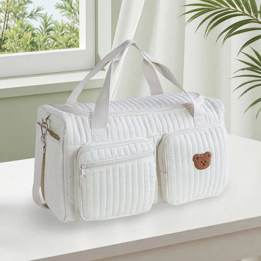 Quilted Baby Diaper Bag Large Capacity Hospital Weekender Travel Bag
